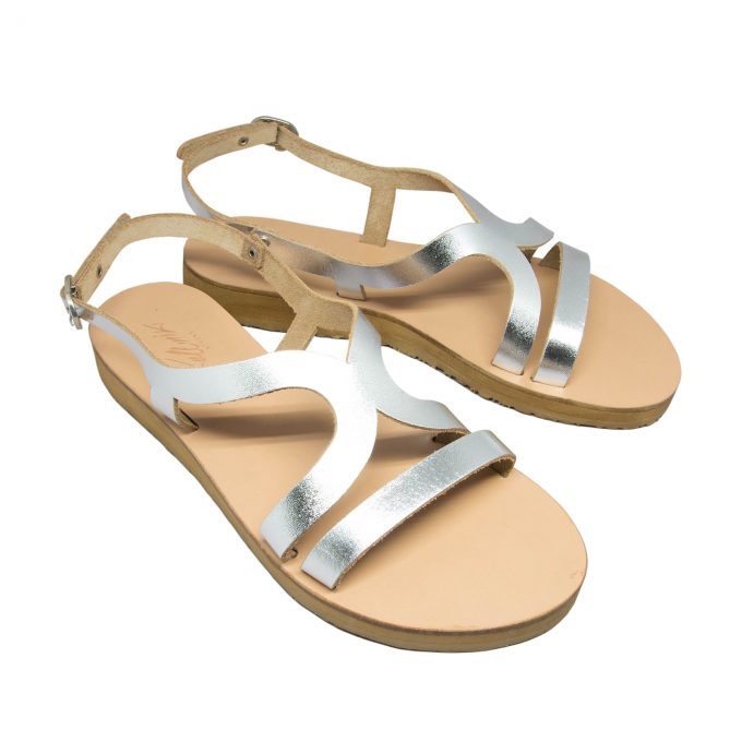KALLINIKI Kalypso Silver | Shop Sandals | The Greek Designers